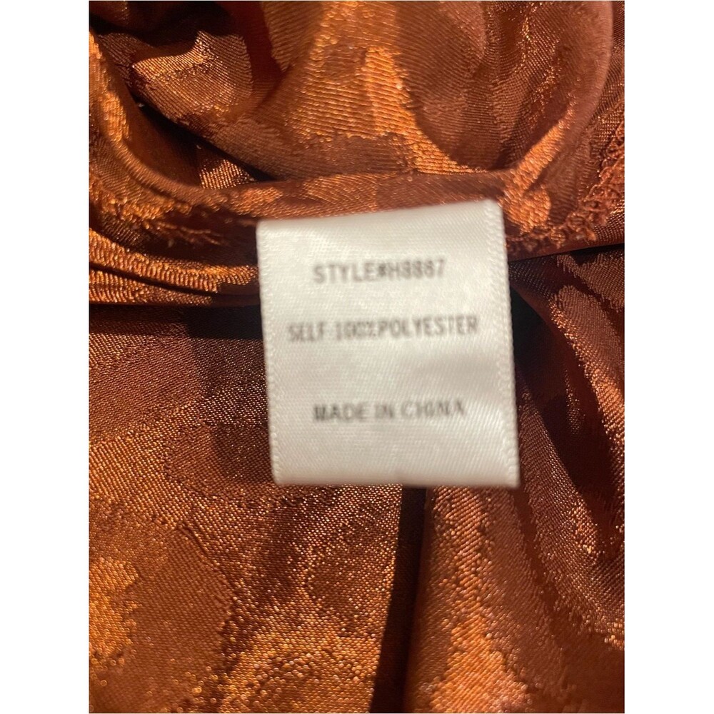 JODIFL Metallic Copper Brown Leopard Print Satin Top - Medium/Large - Picture 3 of 5